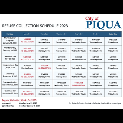 refuse schedule